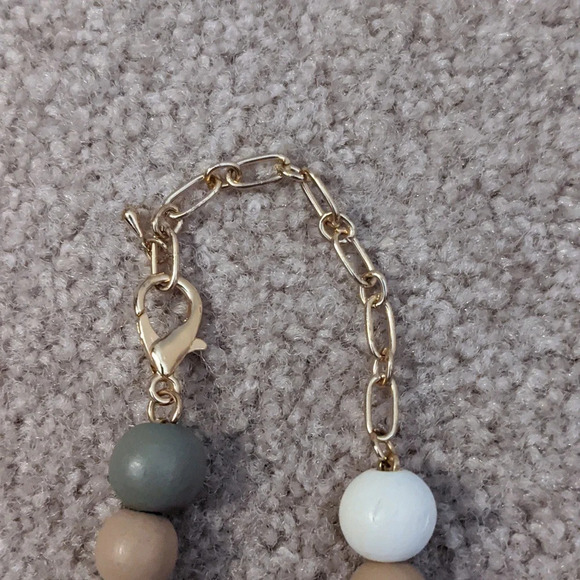 14" Beaded Necklace natural neutral gold Accents Statement Spring Summer - Picture 2 of 2